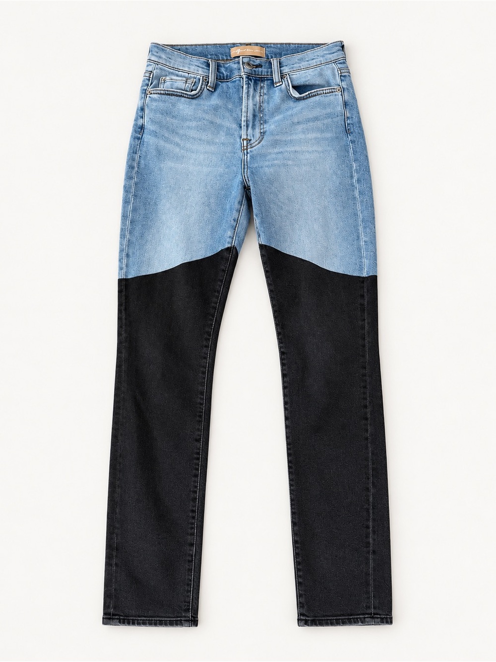 7 For All Mankind Two-Tone Light Blue & Black Skinny Jeans size 28